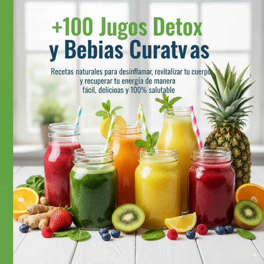 +100 Jugos Detox y Bebidas Curativas: Energía y Vitalidad Natural + Bonos de regalos 📦